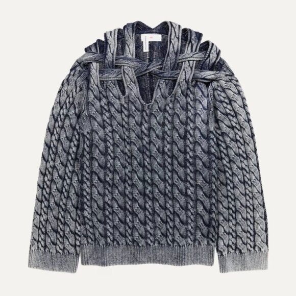 NWT Glenn Martens x H&M Cable-Knit Cutout Sweater sz Medium - Picture 6 of 8